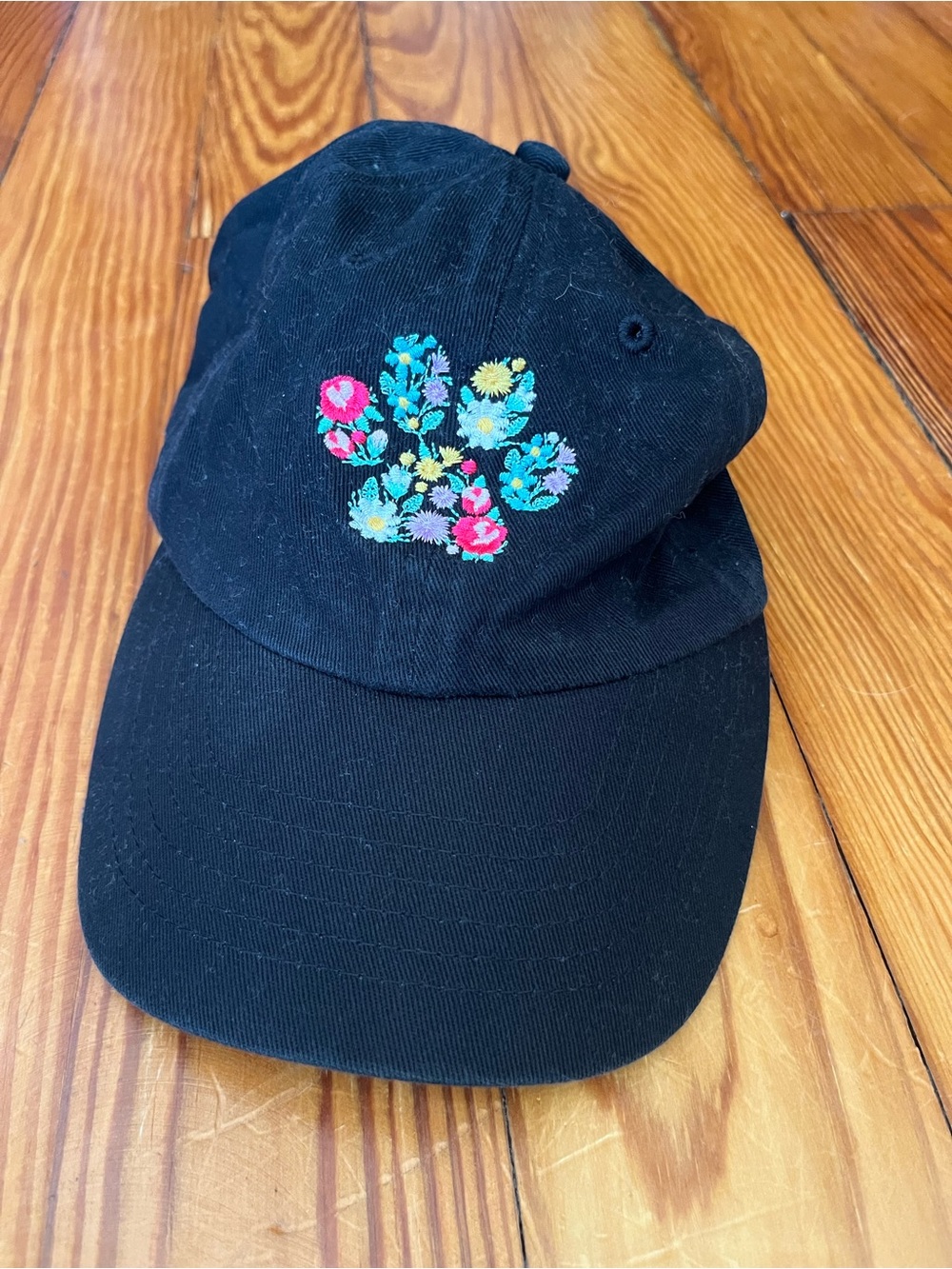 Black Floral Embroidered Baseball Cap